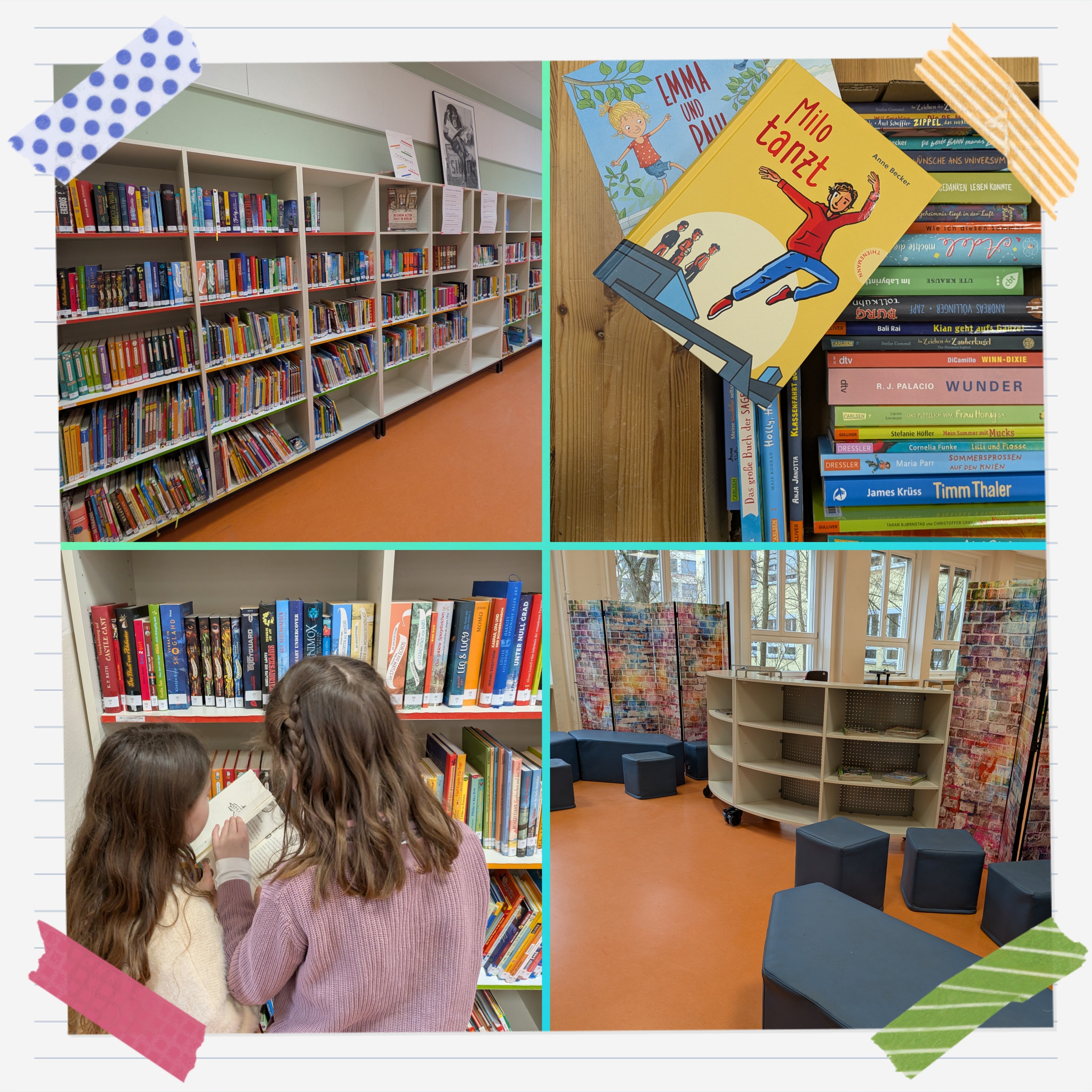 Eindrücke aus der Bibliothek als Teil unserer Lernzentrale im Erdgeschoss